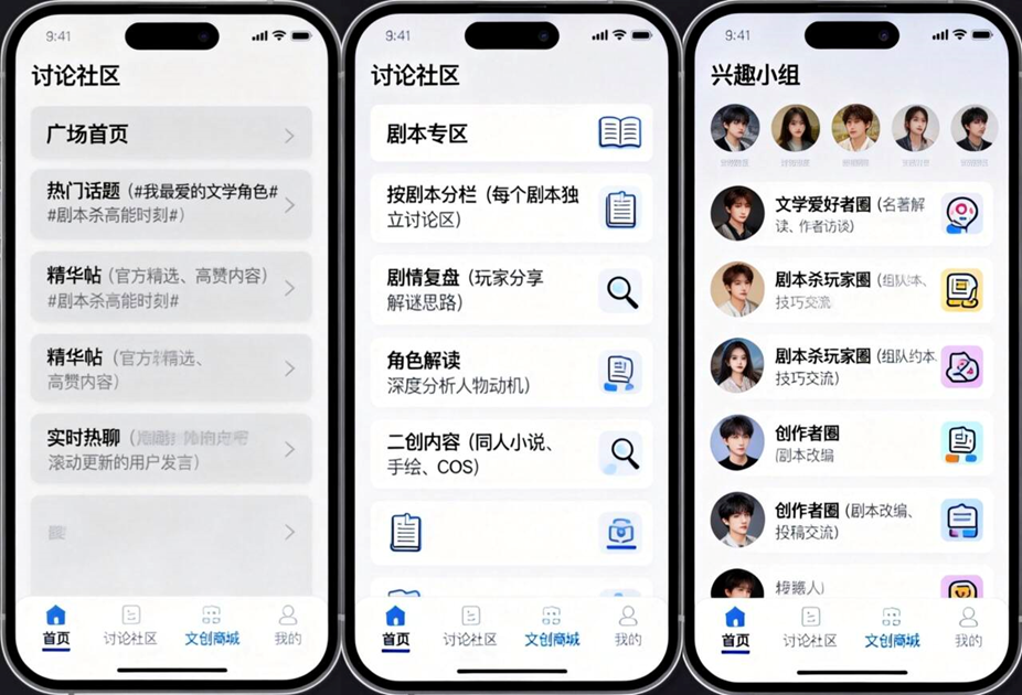 讨论社区界面功能实物图
